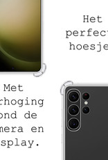 BASEY. Hoes Geschikt voor Samsung S23 Ultra Hoesje Shock Proof Case Met Koord Shock Hoes Met Koord - Hoesje Geschikt voor Samsung Galaxy S23 Ultra Hoes Cover Met Koord - Transparant
