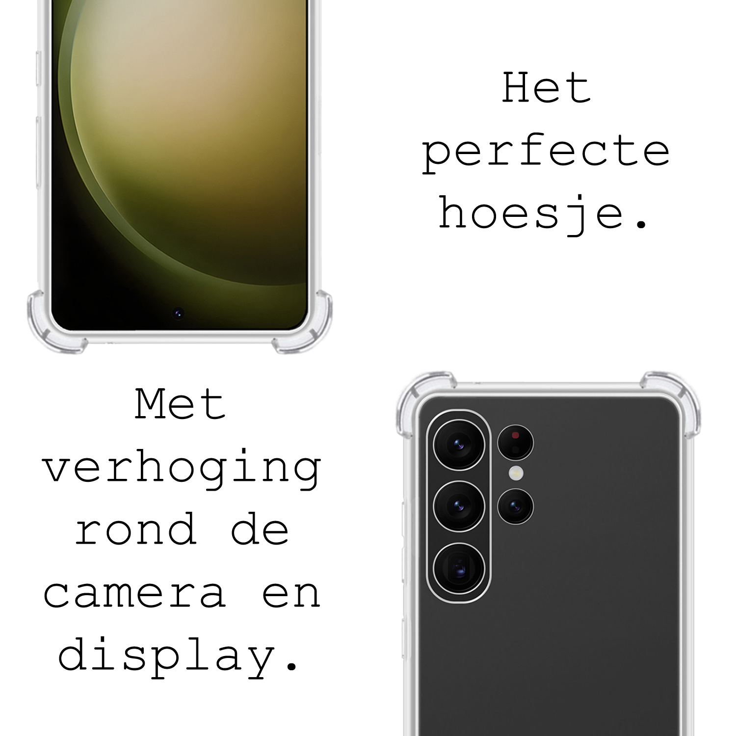 BASEY. Hoes Geschikt voor Samsung S23 Ultra Hoesje Shock Proof Case Met Koord Shock Hoes Met Koord - Hoesje Geschikt voor Samsung Galaxy S23 Ultra Hoes Cover Met Koord - Transparant