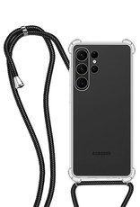 NoXx Hoes Geschikt voor Samsung S23 Ultra Hoesje Transparant Met Telefoonkoord Cover Shock Proof Case Koord Hoes