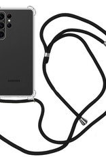 Nomfy Hoesje Geschikt voor Samsung S23 Ultra Hoesje Shock Proof Transparant Met Telefoonketting Case Shock Koord - Hoesje Geschikt voor Samsung Galaxy S23 Ultra Shock Proof Case Met Koord - Transparant
