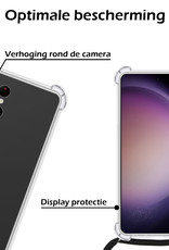 Nomfy Hoesje Geschikt voor Samsung S23 Ultra Hoesje Shock Proof Transparant Met Telefoonketting Case Shock Koord - Hoesje Geschikt voor Samsung Galaxy S23 Ultra Shock Proof Case Met Koord - Transparant