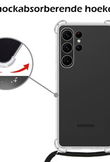 Nomfy Hoesje Geschikt voor Samsung S23 Ultra Hoesje Shock Proof Transparant Met Telefoonketting Case Shock Koord - Hoesje Geschikt voor Samsung Galaxy S23 Ultra Shock Proof Case Met Koord - Transparant