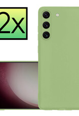 NoXx Hoes Geschikt voor Samsung S23 Plus Hoesje Cover Siliconen Back Case Hoes - Groen - 2x