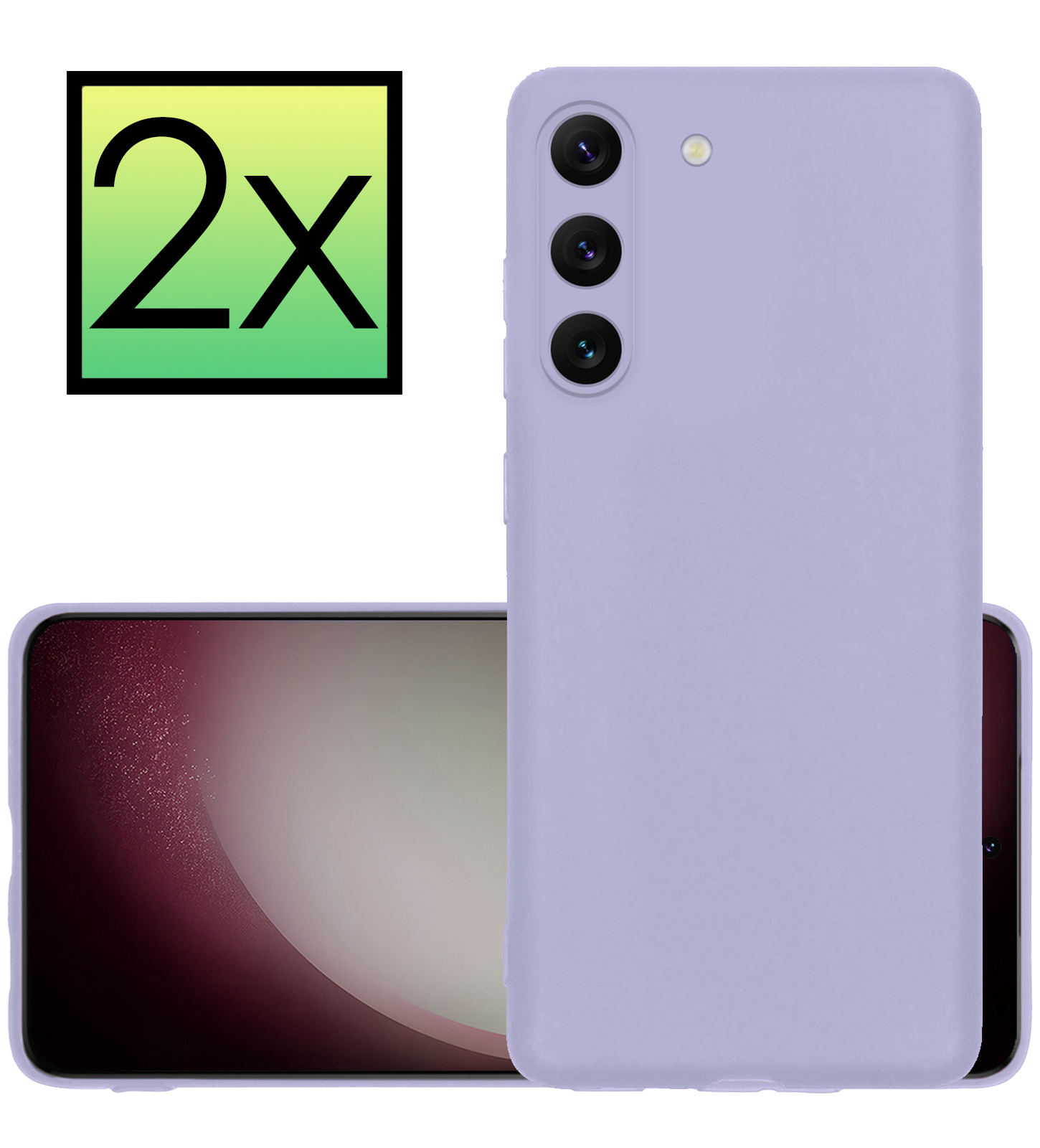 NoXx Hoes Geschikt voor Samsung S23 Plus Hoesje Cover Siliconen Back Case Hoes - Lila - 2x