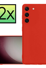 NoXx Hoes Geschikt voor Samsung S23 Plus Hoesje Cover Siliconen Back Case Hoes - Rood - 2x