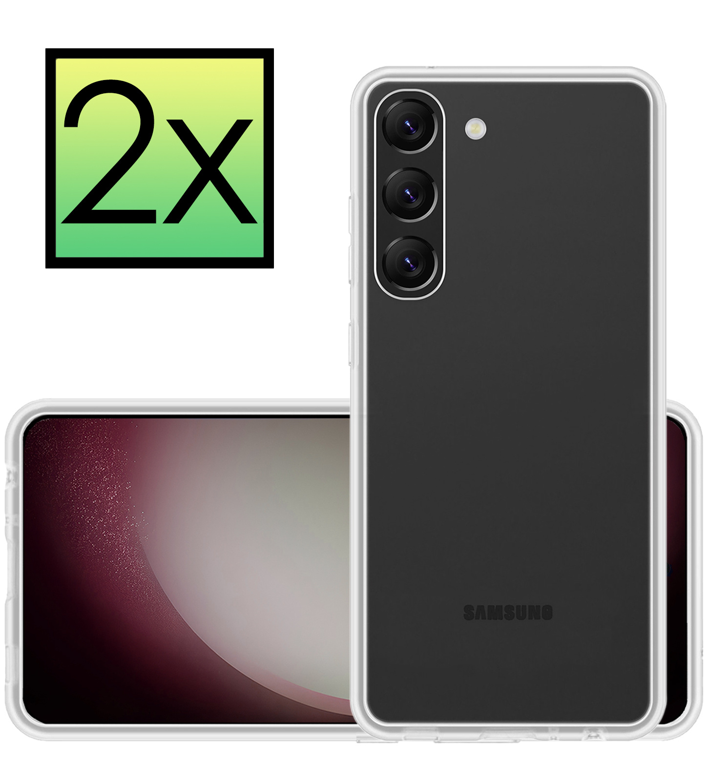 NoXx Hoes Geschikt voor Samsung S23 Plus Hoesje Cover Siliconen Back Case Hoes - Transparant - 2x