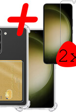 BASEY. Hoes Geschikt voor Samsung S23 Hoesje Shock Proof Case Hoes Met 2x Screenprotector - Hoesje Geschikt voor Samsung Galaxy S23 Hoes Cover Shockproof - Transparant