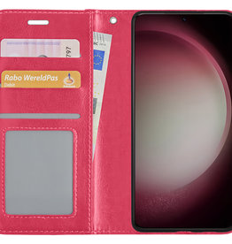 NoXx NoXx Samsung Galaxy S23 Ultra Hoesje Bookcase - Donkerroze