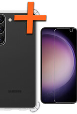 Nomfy Hoesje Geschikt voor Samsung S23 Hoesje Shock Proof Cover Case Shockproof Met Screenprotector - Hoes Geschikt voor Samsung Galaxy S23 Hoes Siliconen Back Case - Transparant