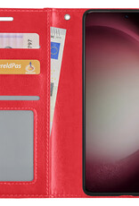 NoXx Hoes Geschikt voor Samsung S23 Ultra Hoesje Book Case Hoes Flip Cover Wallet Bookcase - Rood