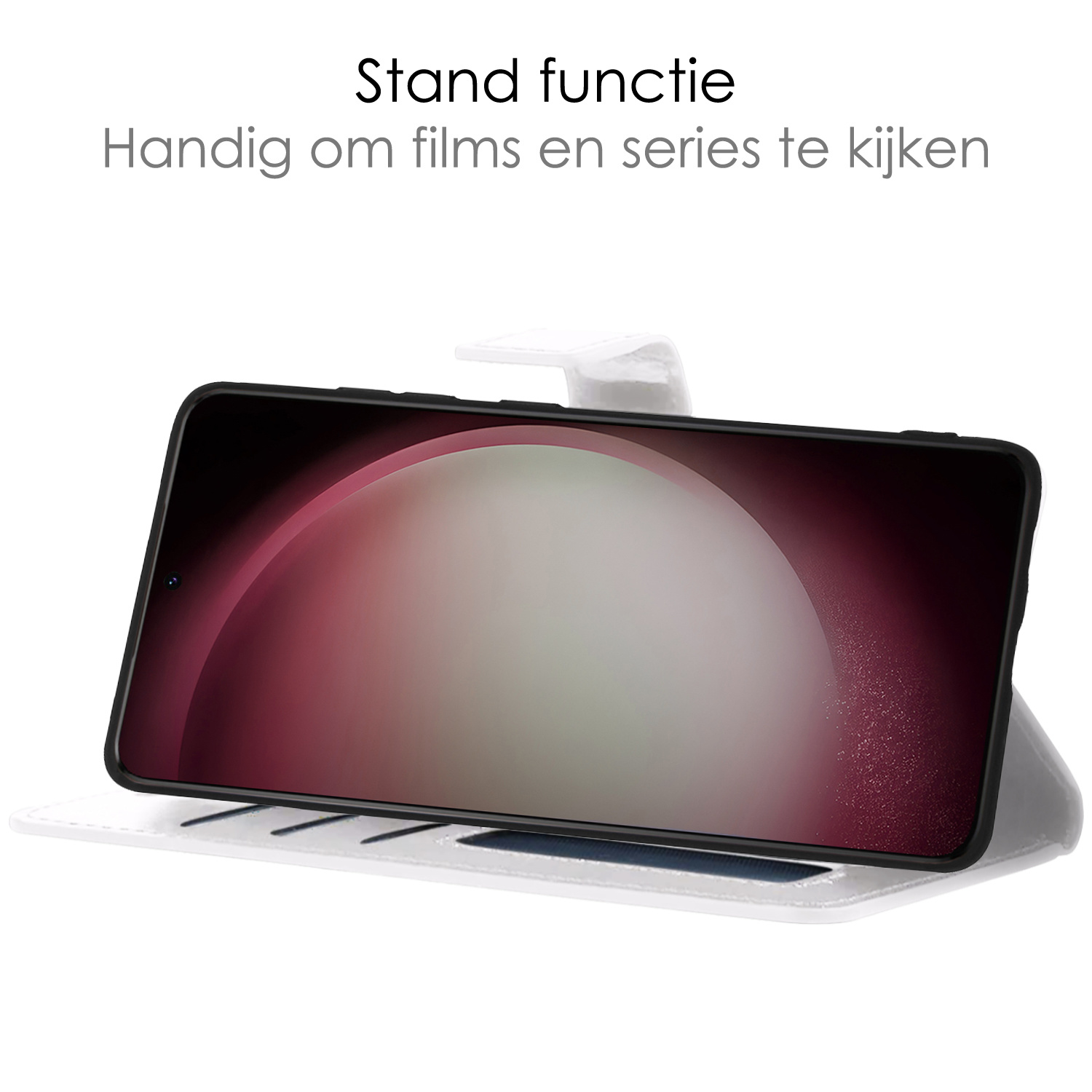 NoXx Hoes Geschikt voor Samsung S23 Ultra Hoesje Book Case Hoes Flip Cover Wallet Bookcase - Wit