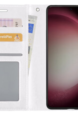 NoXx Hoes Geschikt voor Samsung S23 Ultra Hoesje Book Case Hoes Flip Cover Wallet Bookcase - Wit