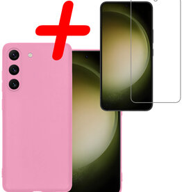 BASEY. BASEY. Samsung Galaxy S23 Hoesje Siliconen Met Screenprotector - Lichtroze