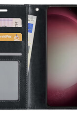 NoXx Hoes Geschikt voor Samsung S23 Ultra Hoesje Book Case Hoes Flip Cover Wallet Bookcase - Zwart