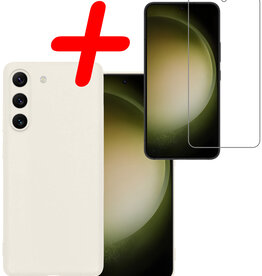 BASEY. BASEY. Samsung Galaxy S23 Hoesje Siliconen Met Screenprotector - Wit