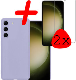 BASEY. BASEY. Samsung Galaxy S23 Hoesje Siliconen Met 2x Screenprotector - Lila