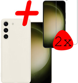 BASEY. BASEY. Samsung Galaxy S23 Hoesje Siliconen Met 2x Screenprotector - Wit