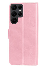 Nomfy Hoesje Geschikt voor Samsung S23 Ultra Hoes Bookcase Flipcase Book Cover - Hoes Geschikt voor Samsung Galaxy S23 Ultra Hoesje Book Case - Lichtroze
