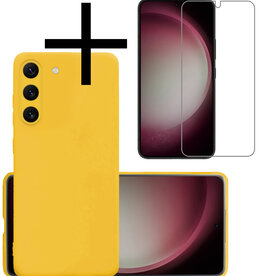 NoXx NoXx Samsung Galaxy S23 Hoesje Siliconen Met Screenprotector - Geel