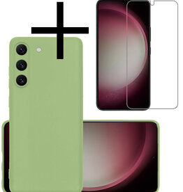 NoXx NoXx Samsung Galaxy S23 Hoesje Siliconen Met Screenprotector - Groen