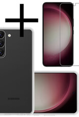 NoXx Hoes Geschikt voor Samsung S23 Hoesje Cover Siliconen Back Case Hoes Met Screenprotector - Transparant