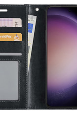 Nomfy Hoesje Geschikt voor Samsung S23 Ultra Hoes Bookcase Flipcase Book Cover - Hoes Geschikt voor Samsung Galaxy S23 Ultra Hoesje Book Case - Zwart