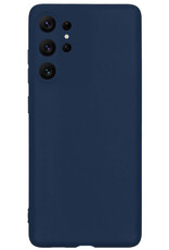 BASEY. Hoes Geschikt voor Samsung S23 Ultra Hoesje Siliconen Back Cover Case - Hoesje Geschikt voor Samsung Galaxy S23 Ultra Hoes Cover Hoesje - Donkerblauw