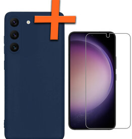 Nomfy Nomfy Samsung Galaxy S23 Hoesje Siliconen Met Screenprotector - Donkerblauw