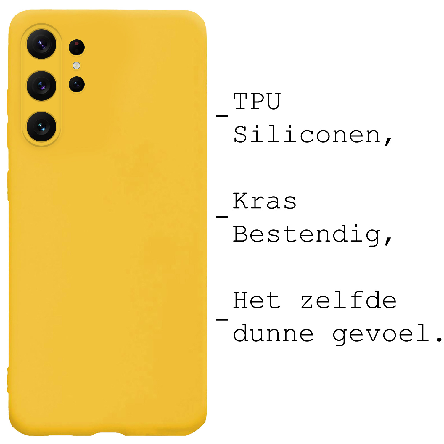 BASEY. Hoes Geschikt voor Samsung S23 Ultra Hoesje Siliconen Back Cover Case - Hoesje Geschikt voor Samsung Galaxy S23 Ultra Hoes Cover Hoesje - Geel