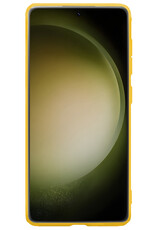 BASEY. Hoes Geschikt voor Samsung S23 Ultra Hoesje Siliconen Back Cover Case - Hoesje Geschikt voor Samsung Galaxy S23 Ultra Hoes Cover Hoesje - Geel