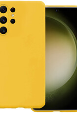 BASEY. Hoes Geschikt voor Samsung S23 Ultra Hoesje Siliconen Back Cover Case - Hoesje Geschikt voor Samsung Galaxy S23 Ultra Hoes Cover Hoesje - Geel