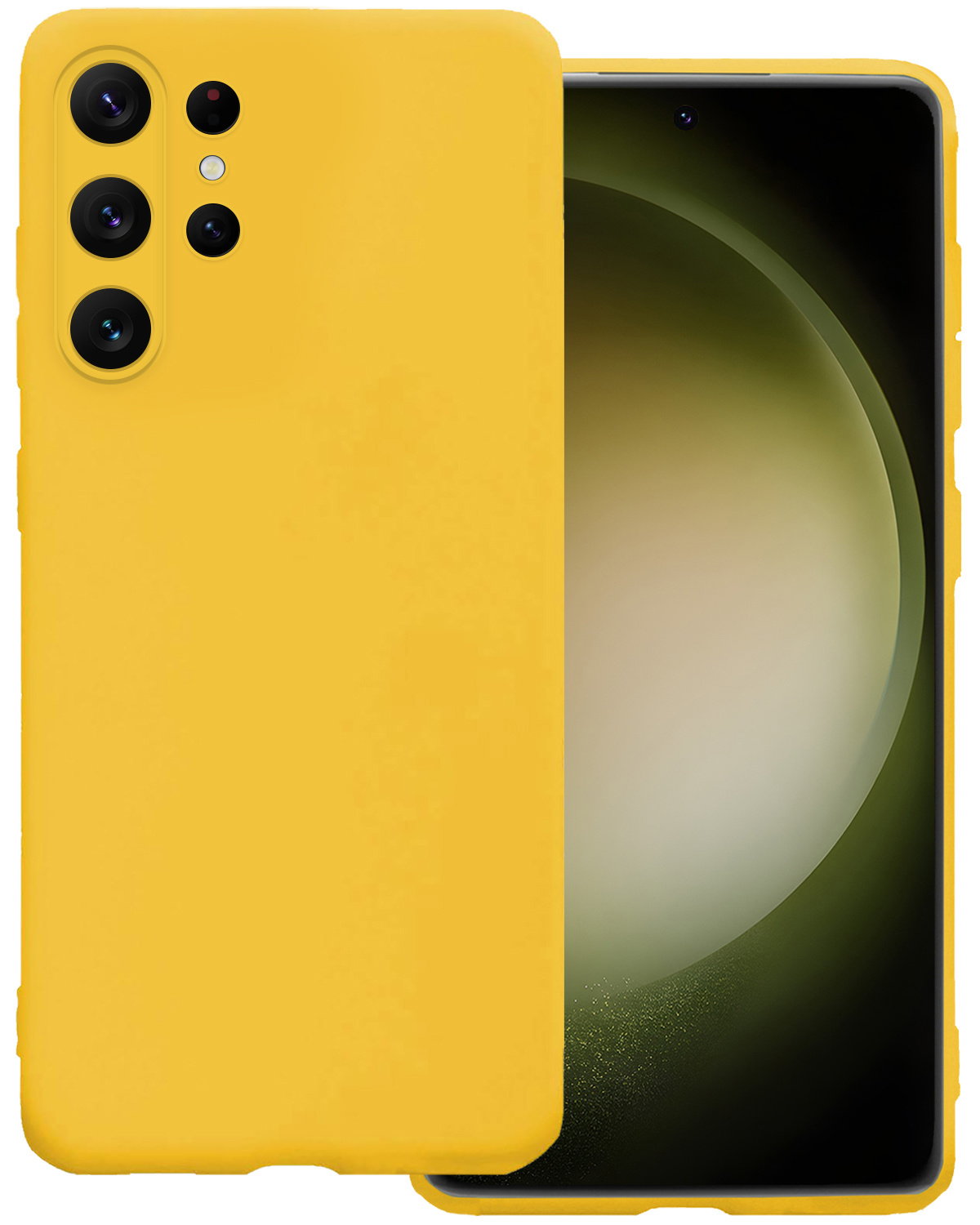 BASEY. Hoes Geschikt voor Samsung S23 Ultra Hoesje Siliconen Back Cover Case - Hoesje Geschikt voor Samsung Galaxy S23 Ultra Hoes Cover Hoesje - Geel