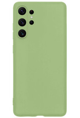 BASEY. Hoes Geschikt voor Samsung S23 Ultra Hoesje Siliconen Back Cover Case - Hoesje Geschikt voor Samsung Galaxy S23 Ultra Hoes Cover Hoesje - Groen