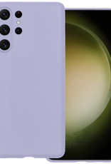 BASEY. Hoes Geschikt voor Samsung S23 Ultra Hoesje Siliconen Back Cover Case - Hoesje Geschikt voor Samsung Galaxy S23 Ultra Hoes Cover Hoesje - Lila