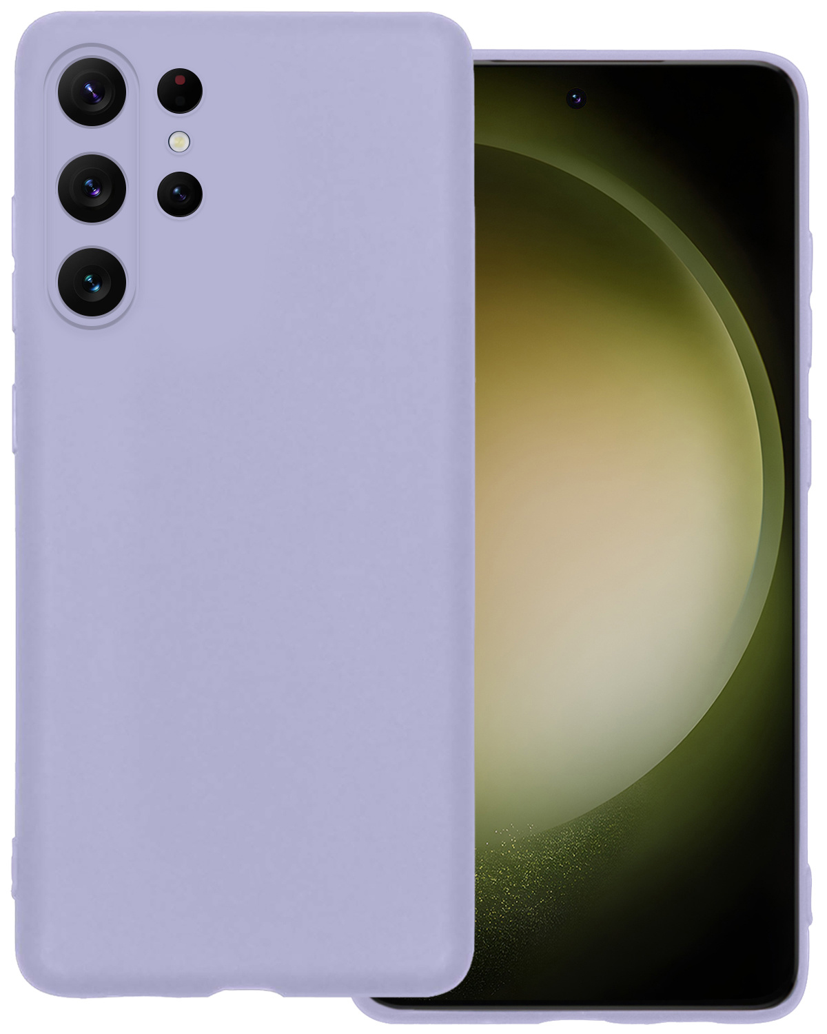 BASEY. Hoes Geschikt voor Samsung S23 Ultra Hoesje Siliconen Back Cover Case - Hoesje Geschikt voor Samsung Galaxy S23 Ultra Hoes Cover Hoesje - Lila