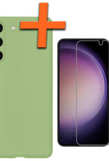 Nomfy Hoesje Geschikt voor Samsung S23 Hoesje Siliconen Cover Case Met Screenprotector - Hoes Geschikt voor Samsung Galaxy S23 Hoes Back Case - Groen