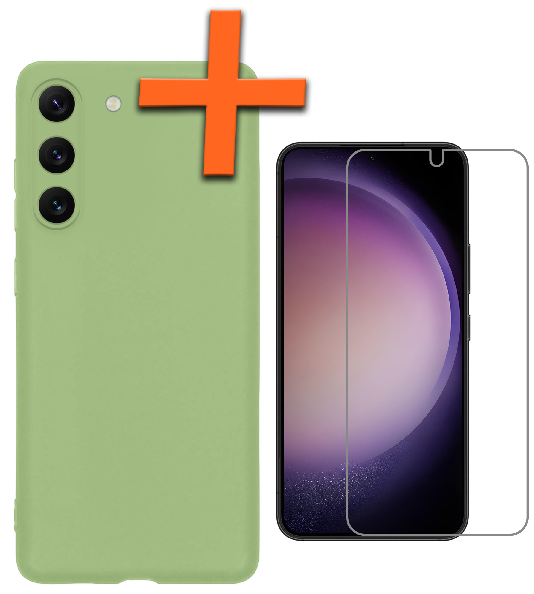 Nomfy Hoesje Geschikt voor Samsung S23 Hoesje Siliconen Cover Case Met Screenprotector - Hoes Geschikt voor Samsung Galaxy S23 Hoes Back Case - Groen