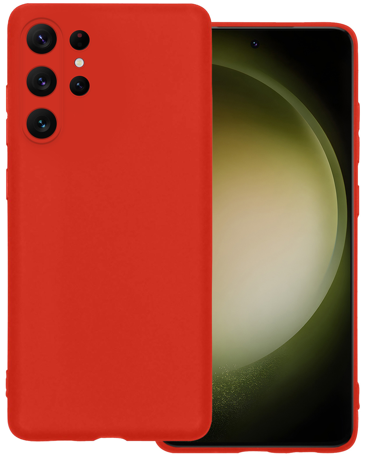 BASEY. Hoes Geschikt voor Samsung S23 Ultra Hoesje Siliconen Back Cover Case - Hoesje Geschikt voor Samsung Galaxy S23 Ultra Hoes Cover Hoesje - Rood