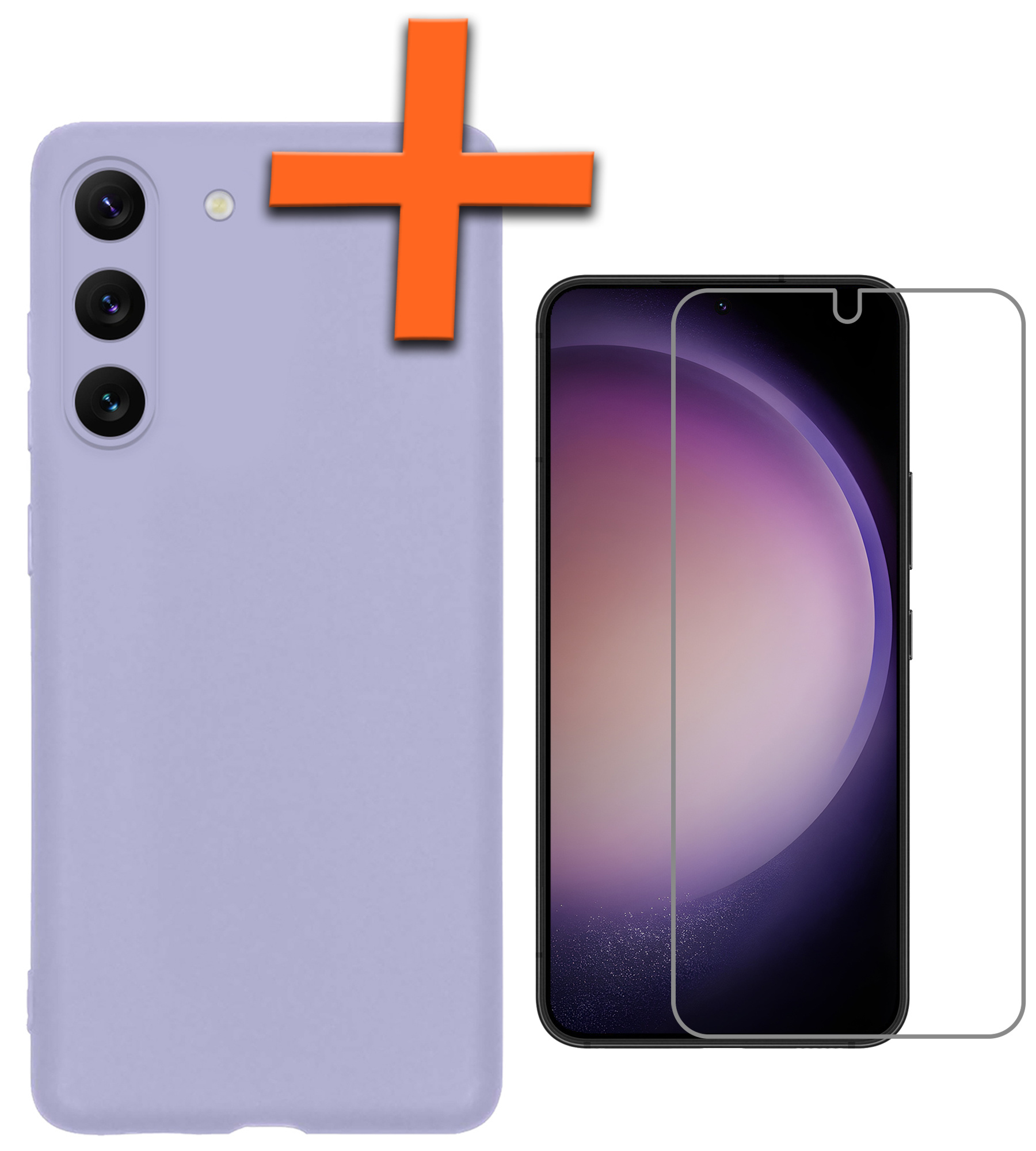 Nomfy Hoesje Geschikt voor Samsung S23 Hoesje Siliconen Cover Case Met Screenprotector - Hoes Geschikt voor Samsung Galaxy S23 Hoes Back Case - Lila