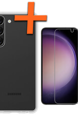 Nomfy Hoesje Geschikt voor Samsung S23 Hoesje Siliconen Cover Case Met Screenprotector - Hoes Geschikt voor Samsung Galaxy S23 Hoes Back Case - Transparant