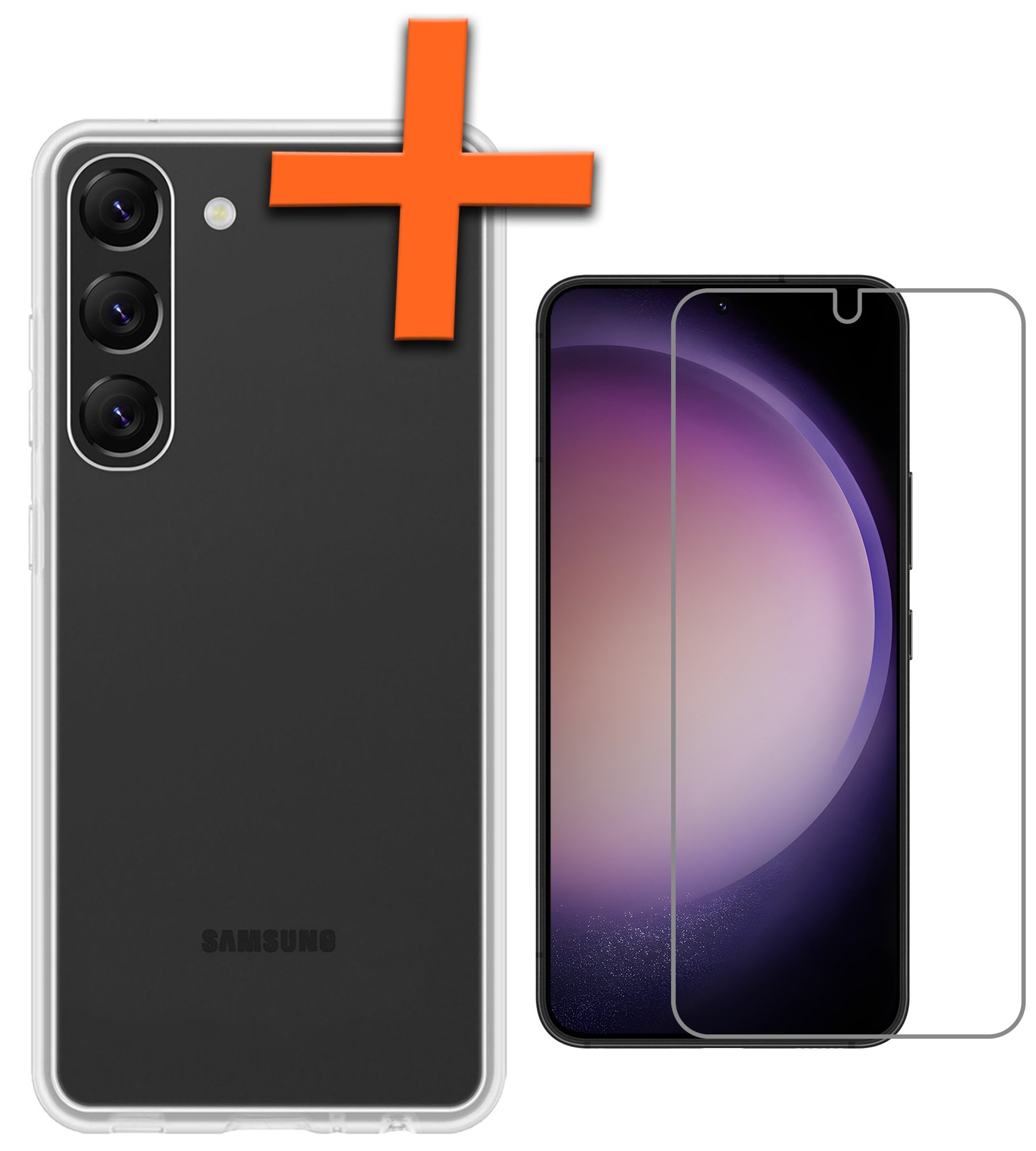 Nomfy Hoesje Geschikt voor Samsung S23 Hoesje Siliconen Cover Case Met Screenprotector - Hoes Geschikt voor Samsung Galaxy S23 Hoes Back Case - Transparant