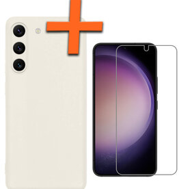 Nomfy Nomfy Samsung Galaxy S23 Hoesje Siliconen Met Screenprotector - Wit