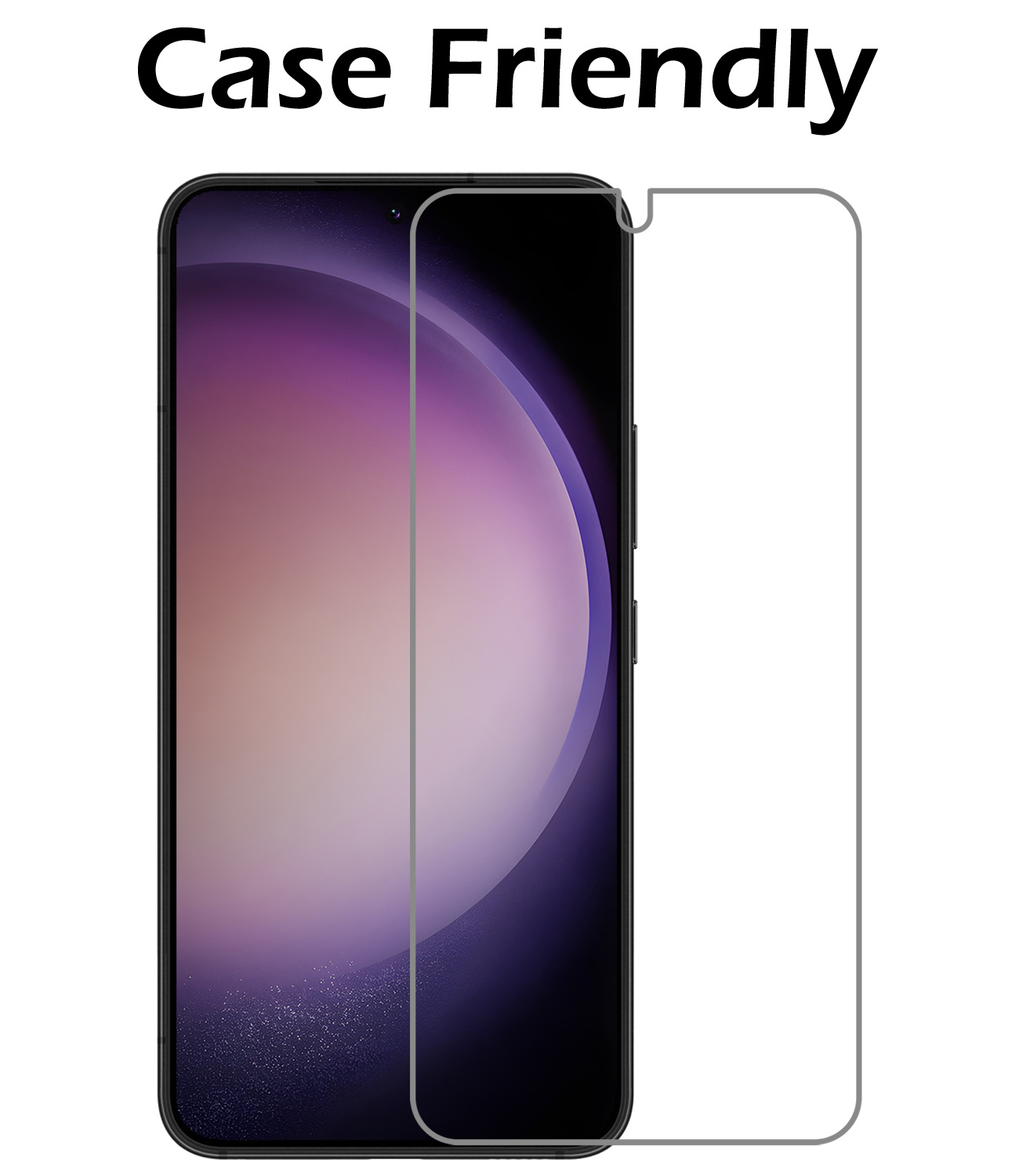 Nomfy Hoesje Geschikt voor Samsung S23 Hoesje Siliconen Cover Case Met Screenprotector - Hoes Geschikt voor Samsung Galaxy S23 Hoes Back Case - Wit