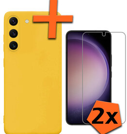 Nomfy Nomfy Samsung Galaxy S23 Hoesje Siliconen Met 2x Screenprotector - Geel