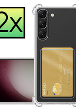 NoXx Hoes Geschikt voor Samsung S23 Plus Hoesje Pasjeshouder Cover Shock Proof Case Siliconen Hoes Met Kaarthouder - Transparant - 2x