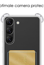 NoXx Hoes Geschikt voor Samsung S23 Plus Hoesje Pasjeshouder Cover Shock Proof Case Siliconen Hoes Met Kaarthouder - Transparant - 2x