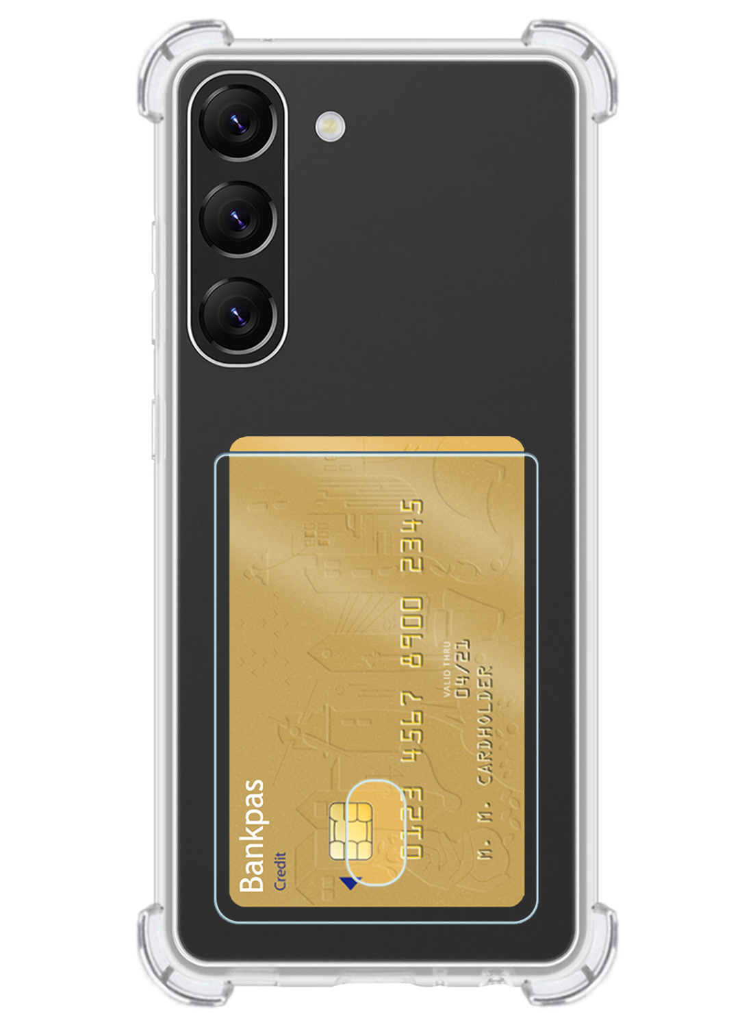 NoXx Hoes Geschikt voor Samsung S23 Plus Hoesje Pasjeshouder Cover Shock Proof Case Siliconen Hoes Met Kaarthouder - Transparant - 2x