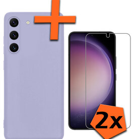 Nomfy Nomfy Samsung Galaxy S23 Hoesje Siliconen Met 2x Screenprotector - Lila
