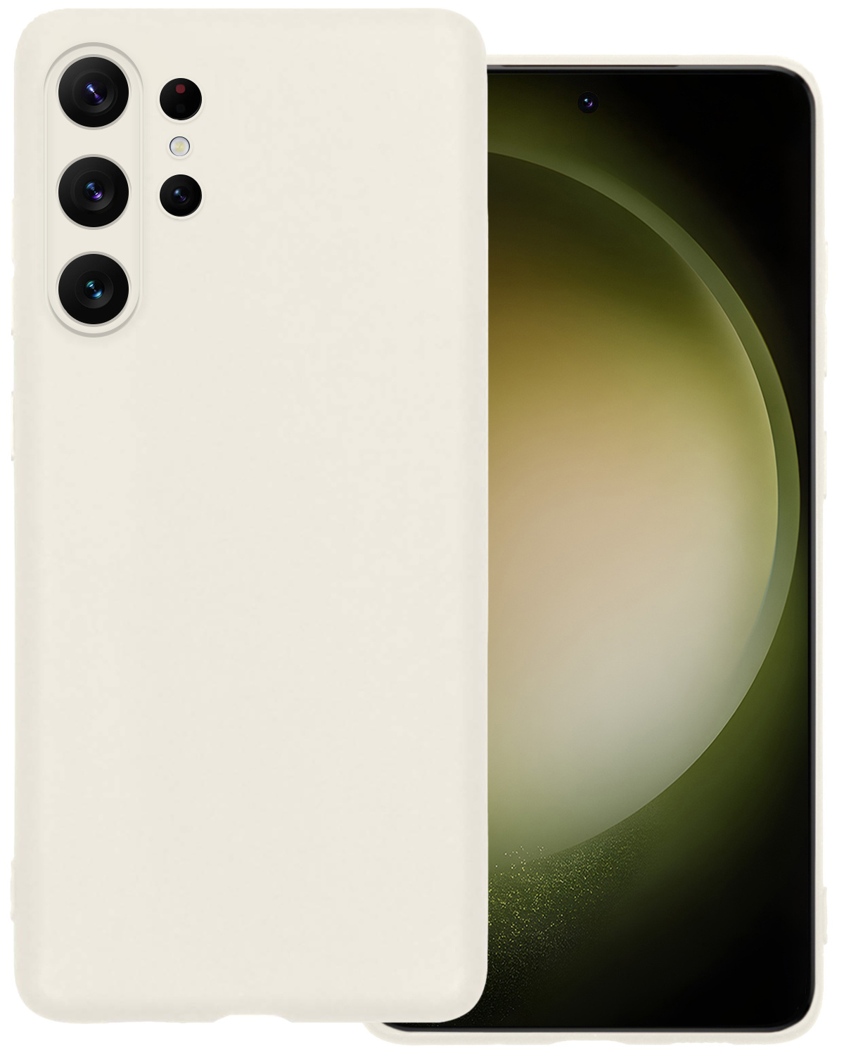 BASEY. Hoes Geschikt voor Samsung S23 Ultra Hoesje Siliconen Back Cover Case - Hoesje Geschikt voor Samsung Galaxy S23 Ultra Hoes Cover Hoesje - Wit