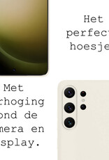 BASEY. Hoes Geschikt voor Samsung S23 Ultra Hoesje Siliconen Back Cover Case - Hoesje Geschikt voor Samsung Galaxy S23 Ultra Hoes Cover Hoesje - Wit